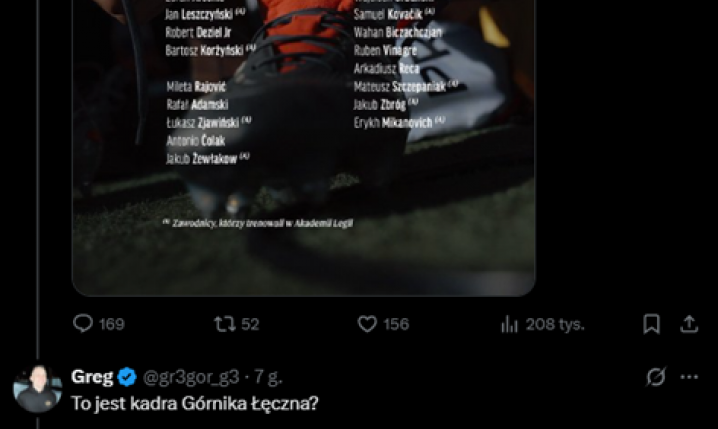 Tak Górnik Łęczna ODPOWIADA na porównanie kadry Legii z ich kadrą xD